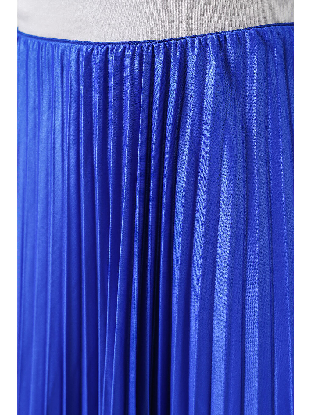 Mavi 8009 Deri Görünümlü Piliseli Etek - Saks-5