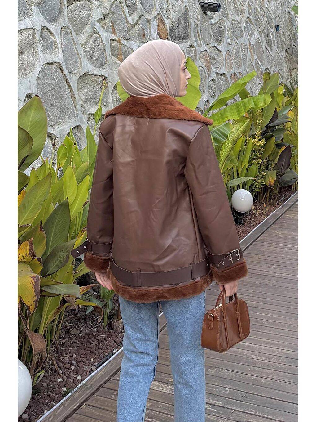 Süet Düğmeli Mont Acı Kahverengi-1