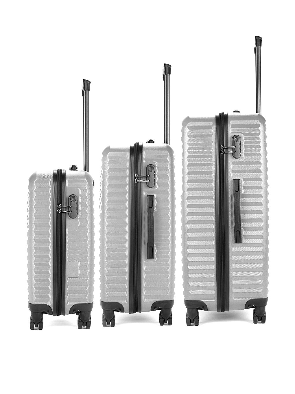 Gri ABS Unisex Kabin, Orta, Büyük Boy 3'lü Valiz Seti FSL111-6