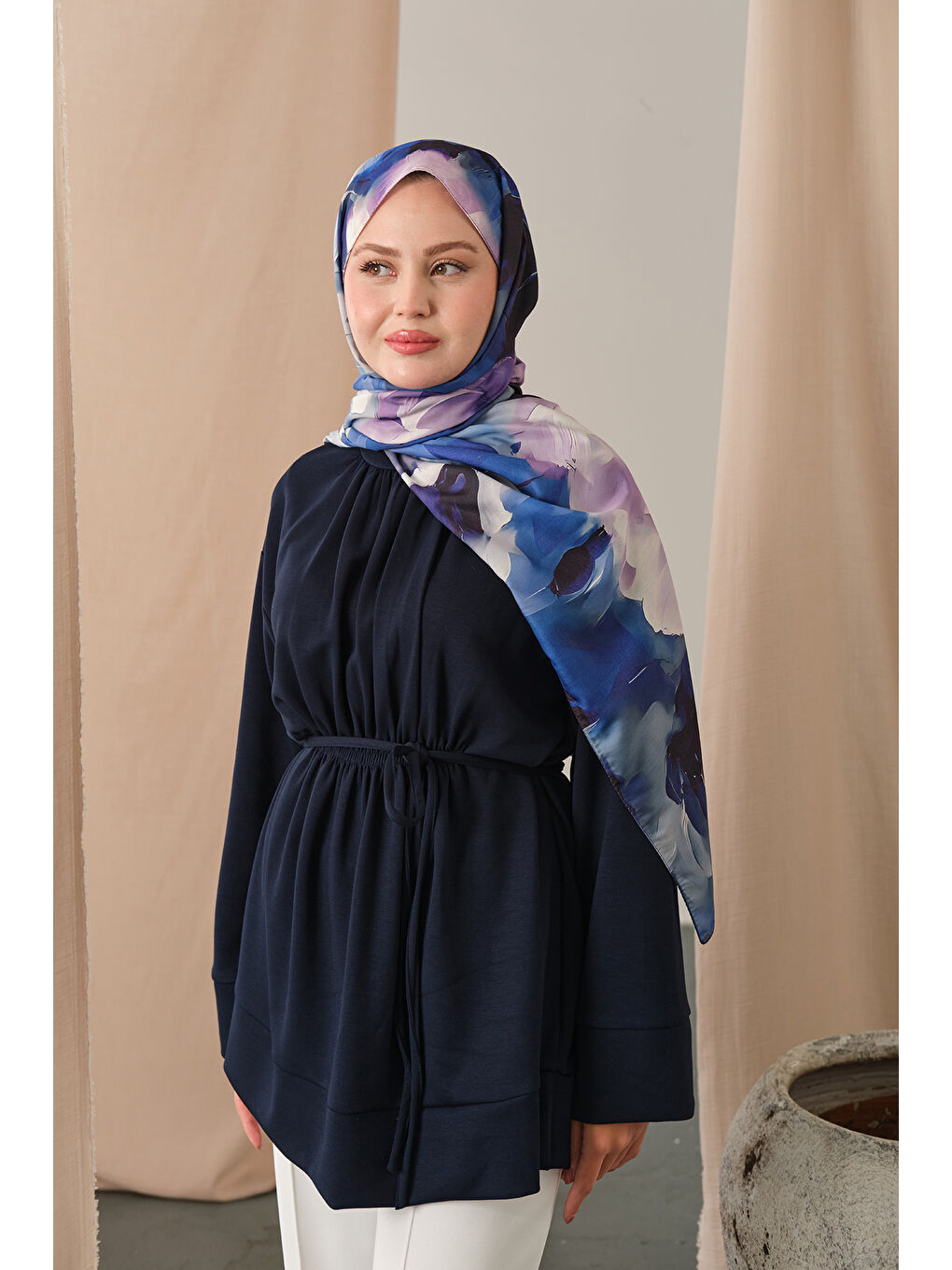 Kadın Beli Lastikli Tunik Lacivert