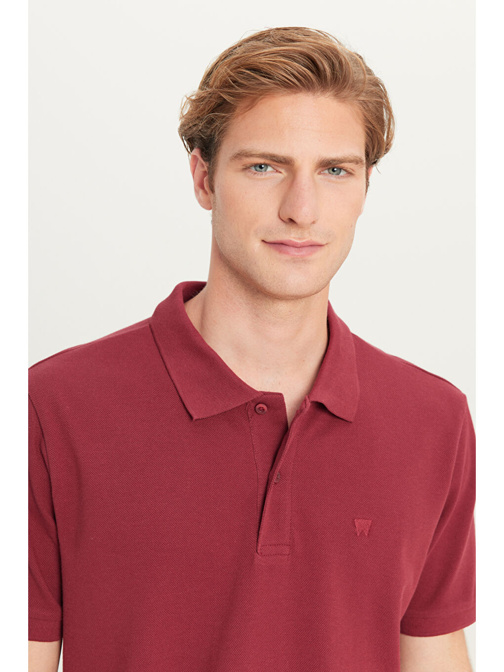 %100 Pamuk Regular Fit Normal Kesim Bordo Polo Yaka Tişört-3