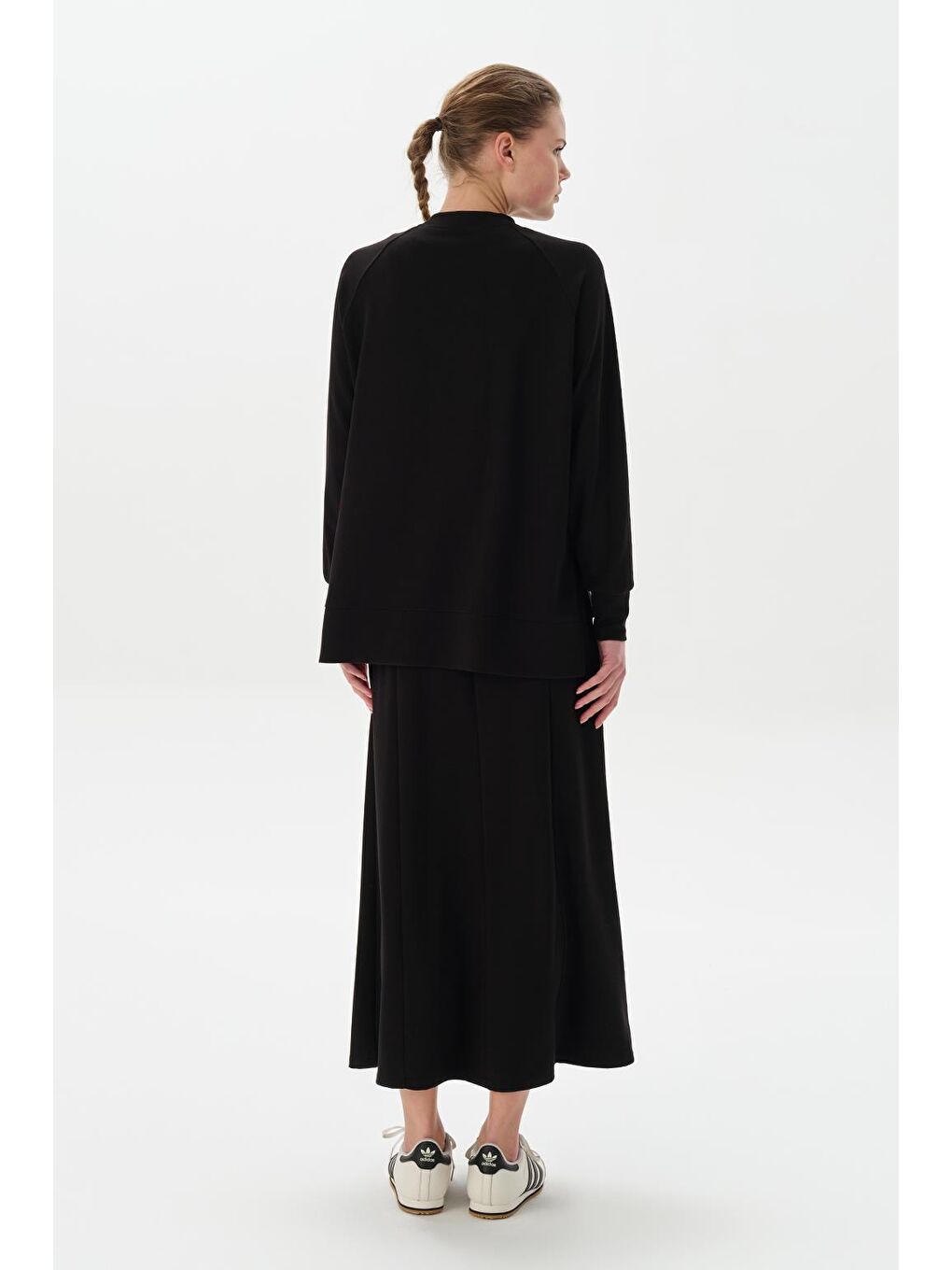 Modal Örme Balık Etek Bluz Takım Siyah-2