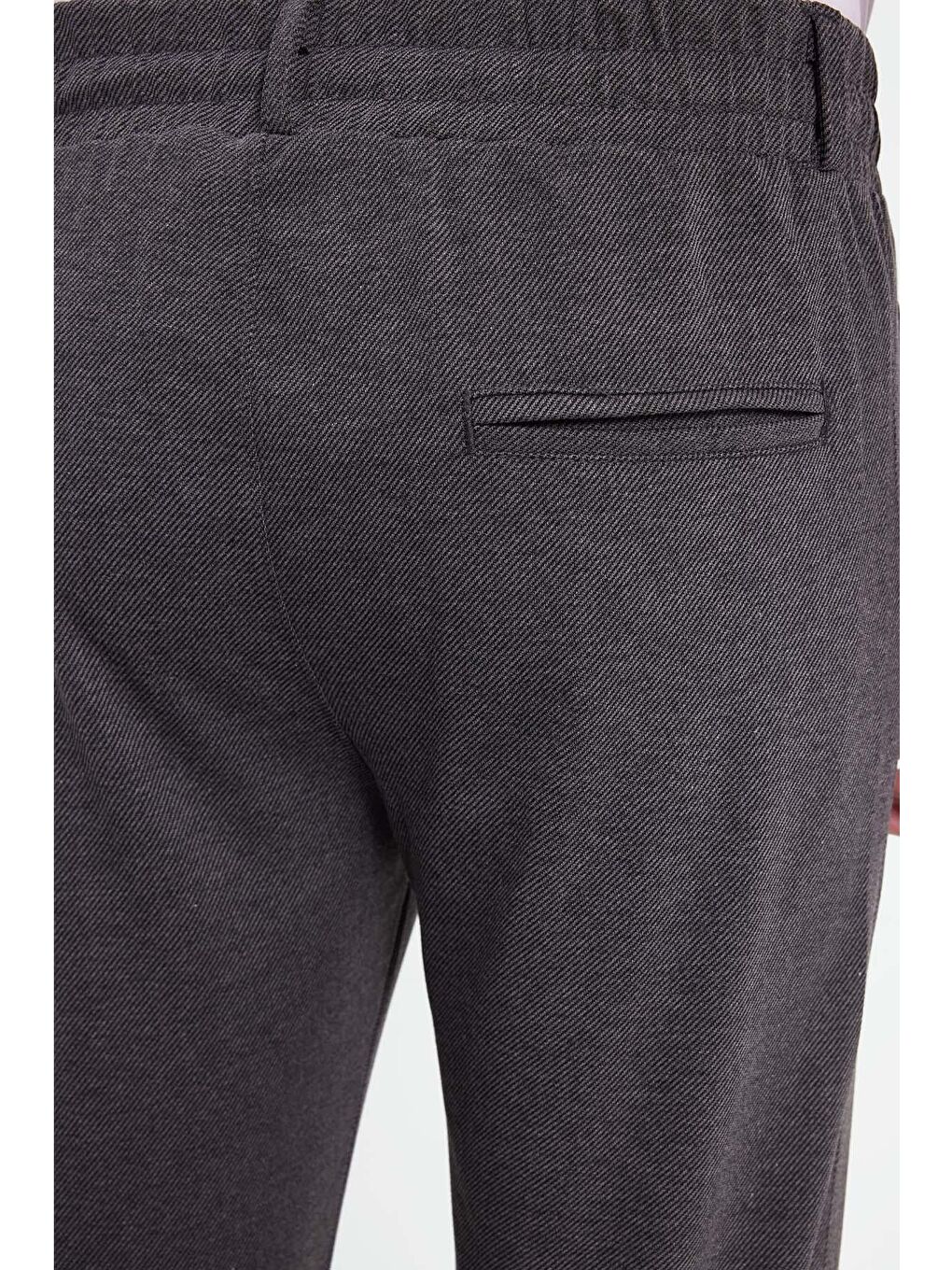 Erkek Slim Fit Pamuklu Beli Bağlamalı Yan Cepli Katlamalı Paça Jogger Gri Pantolon-4