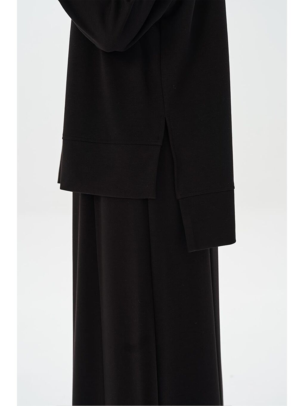 Modal Örme Balık Etek Bluz Takım Siyah-3