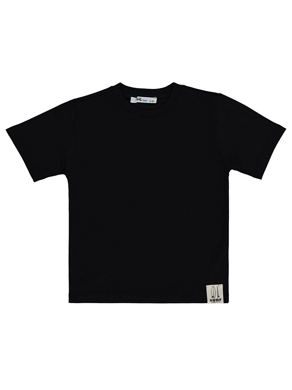 Boys Basic Surf Etiketli 2-5 Yaş Tişört - Siyah-1