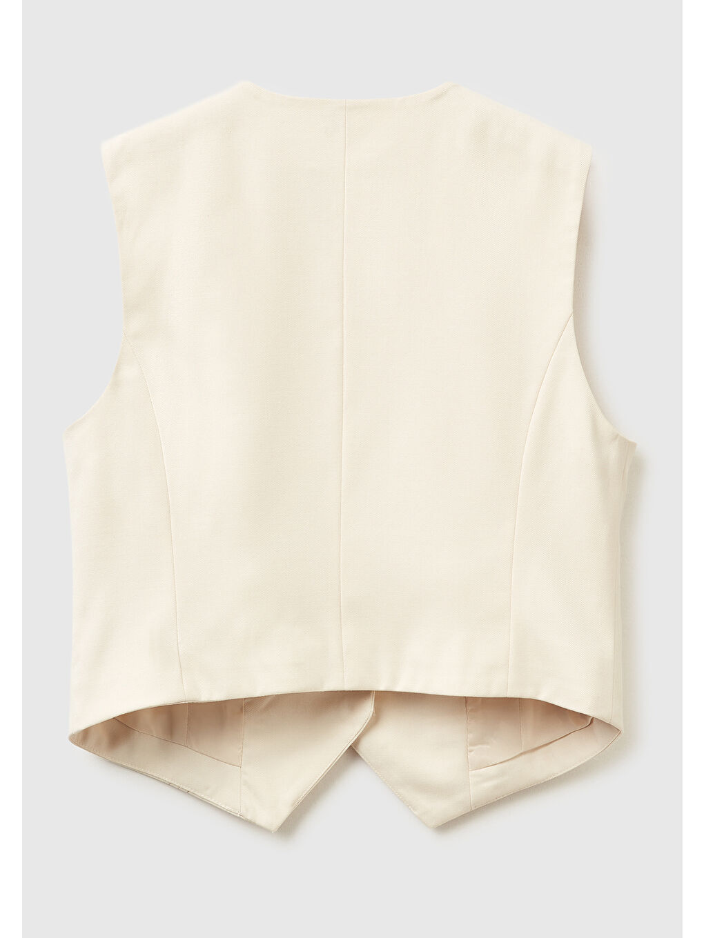Kadın Ekru Viskoz ve Yün Karışımlı Düğmeli Yelek-3