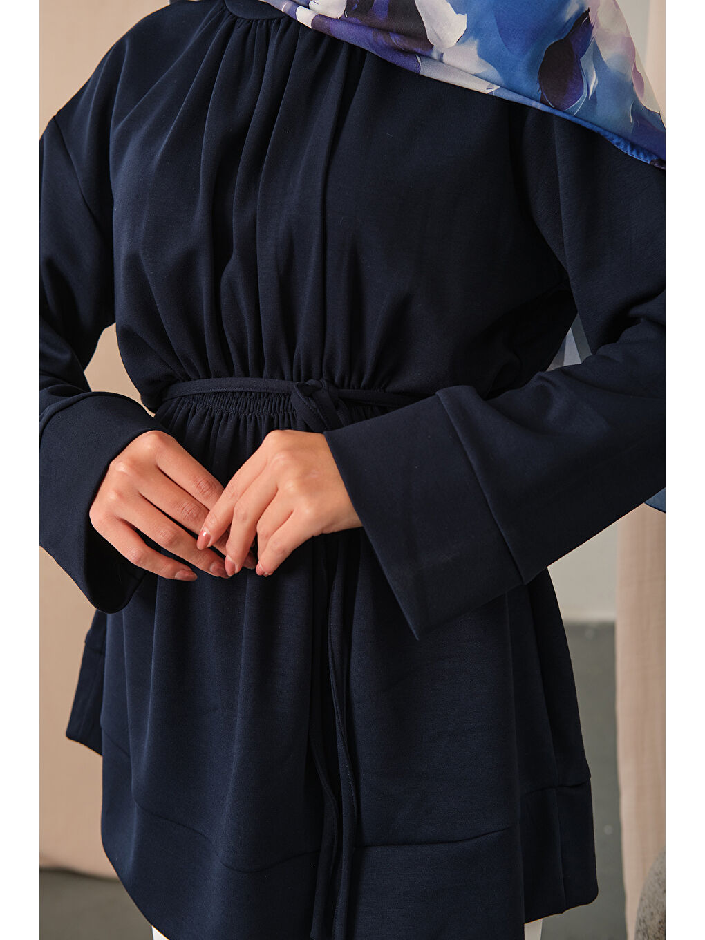 Kadın Beli Lastikli Tunik Lacivert-4
