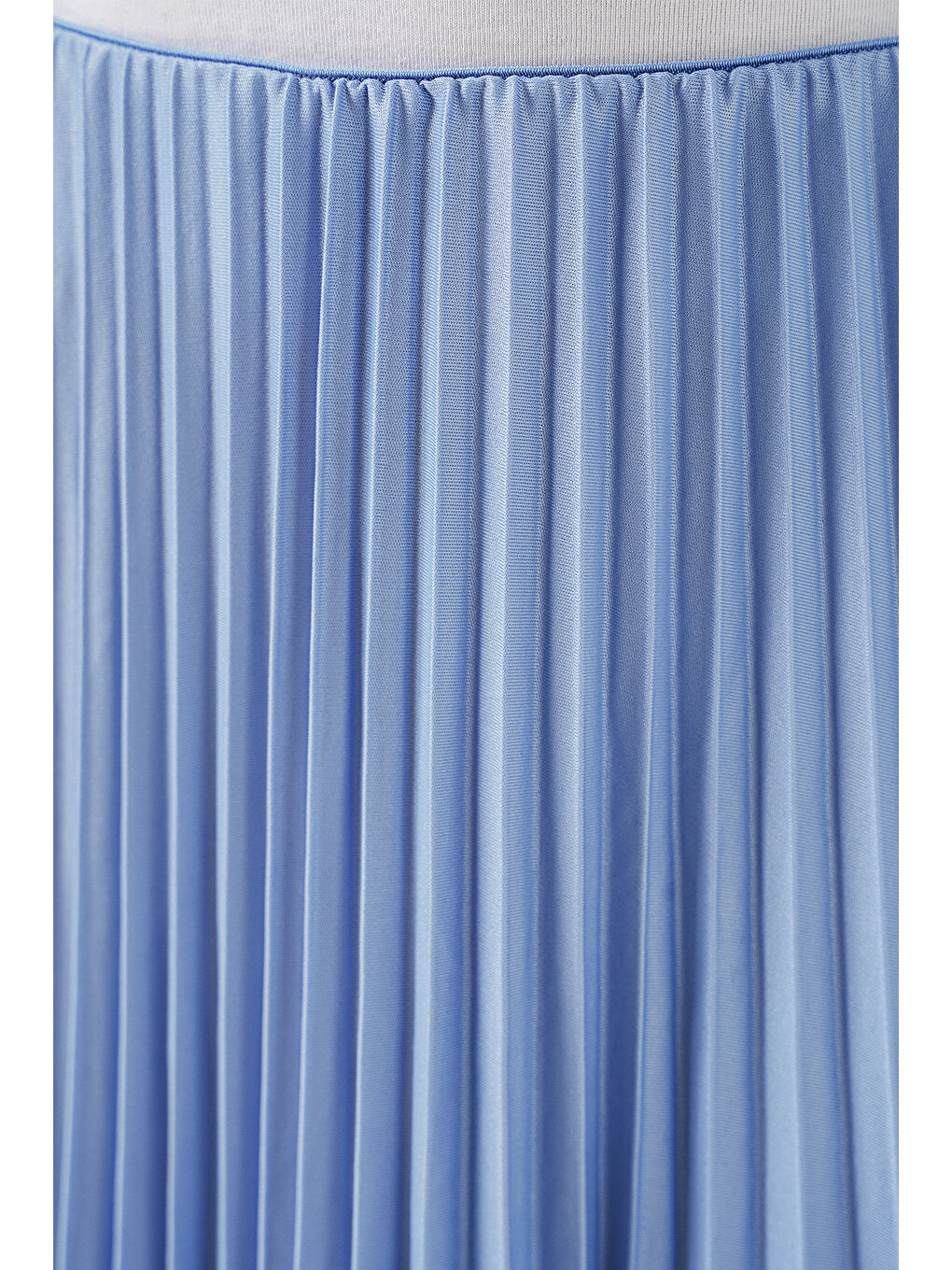 8009 Deri Görünümlü Piliseli Etek - Mavi-6