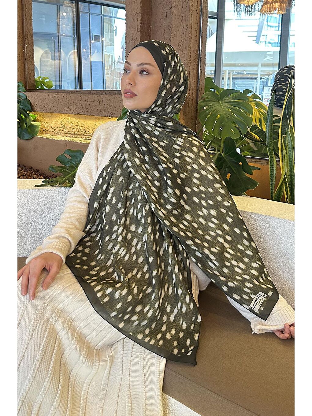 Ceylan Desen Soft Şal Haki-2