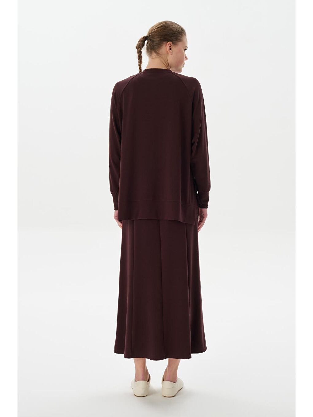 Kahverengi Modal Örme Balık Etek Bluz Takım Kahve-3