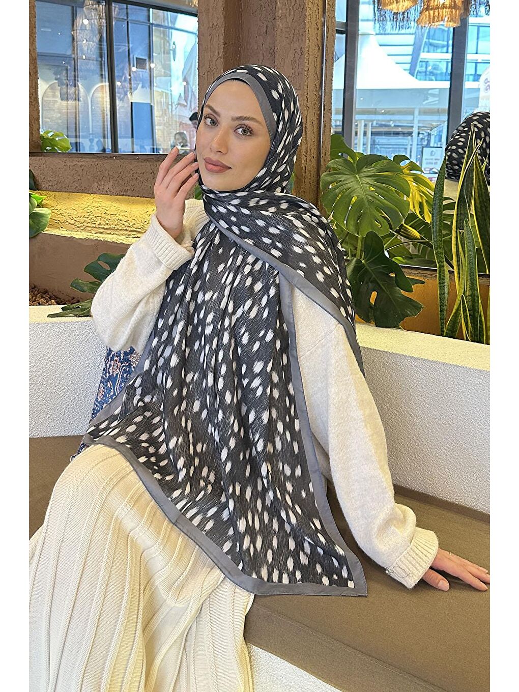 Ceylan Desen Soft Şal Gri-1