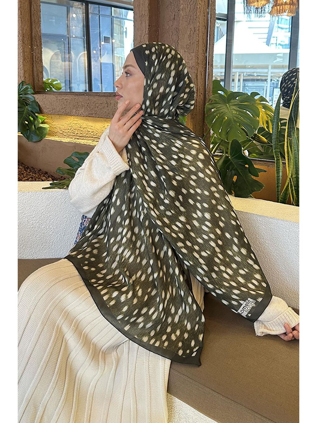 Ceylan Desen Soft Şal Haki-3