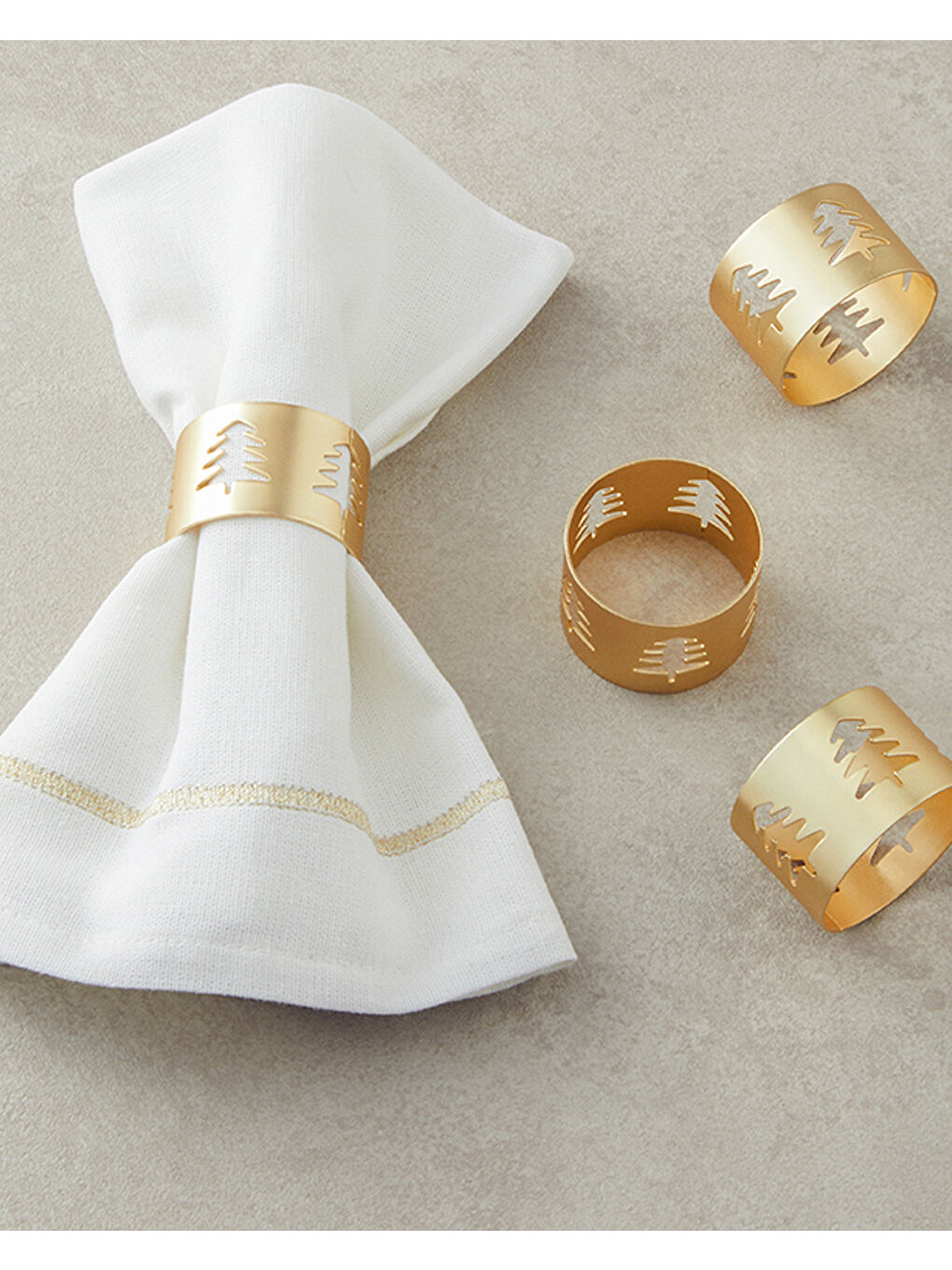 Sarı Casamere Metal 4'lü Peçete Halkası Gold-1