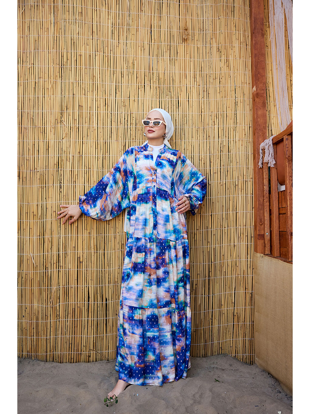 Kadın Sim Detay Elbise Mavi-1