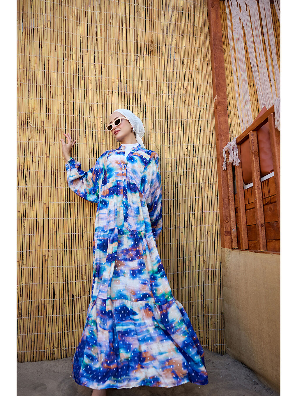 Kadın Sim Detay Elbise Mavi-2