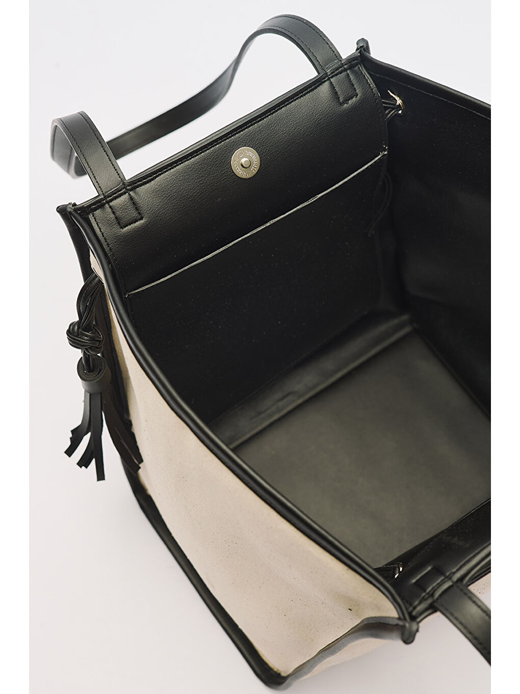 Kanvas Püsküllü Cıty Çanta Siyah-7