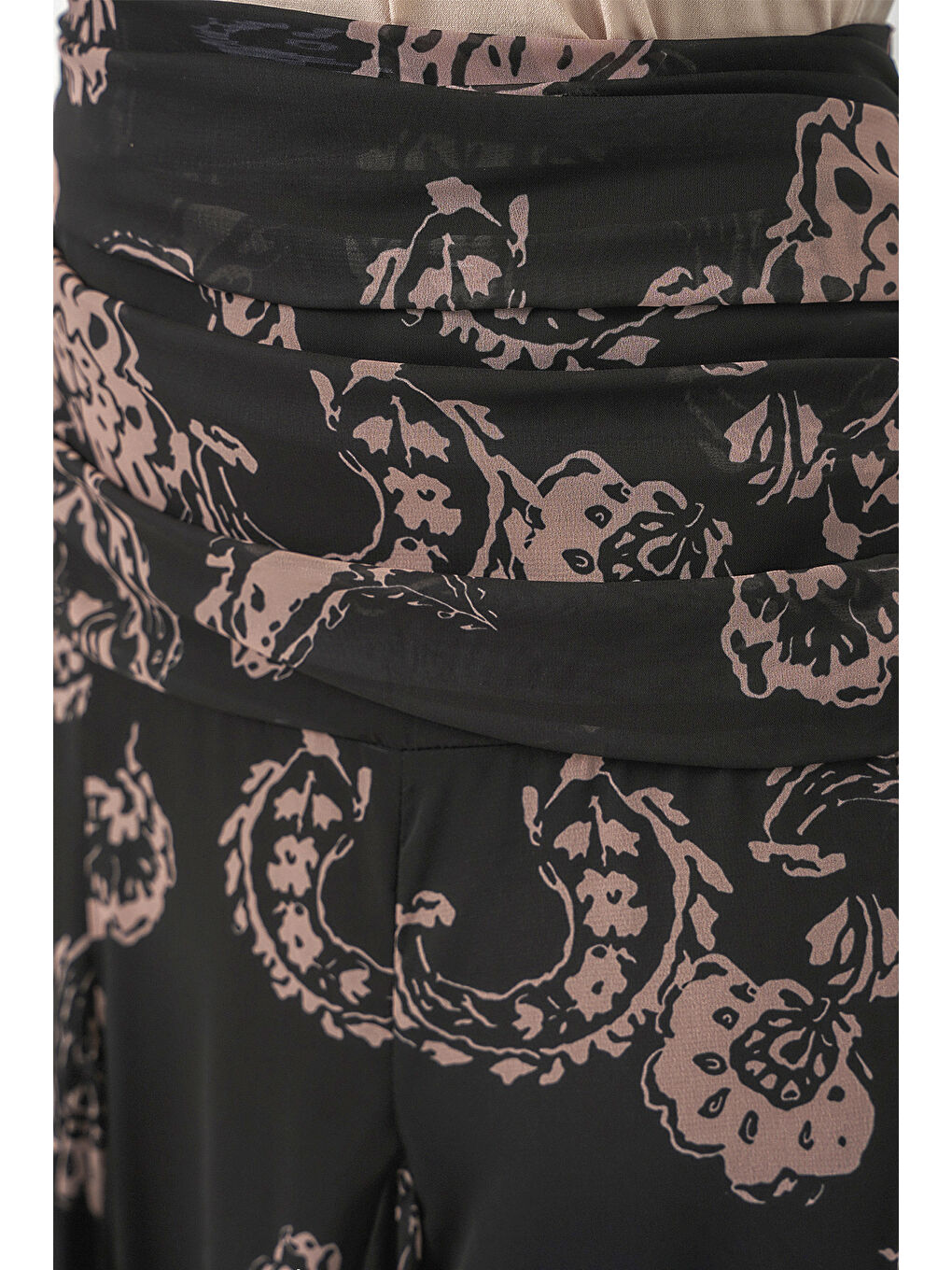 Kadın Desenli Şifon Etek 8057 - Siyah-5