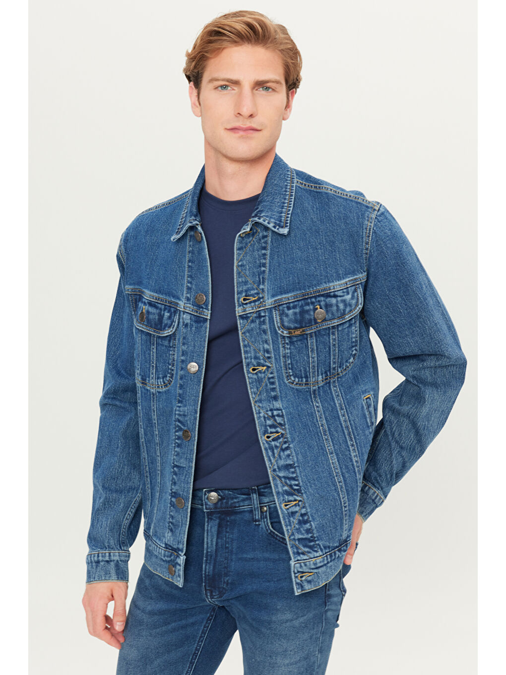 Regular Fit Normal Kesim Pamuklu Esnek İndigo Jean Denim Ceket