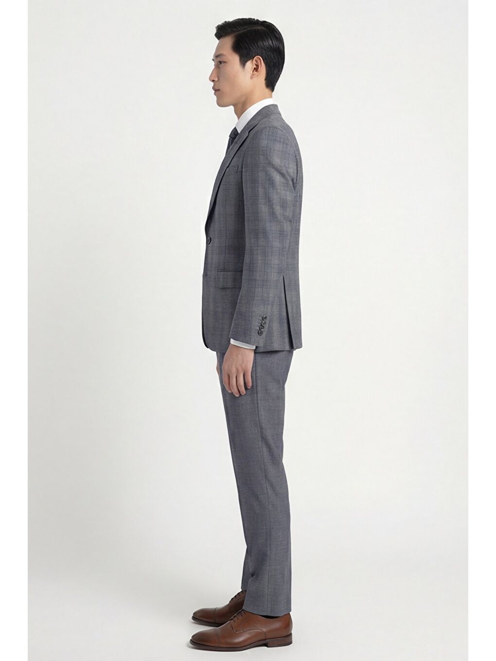 Gri-Mavi Combined Vest Suit-2