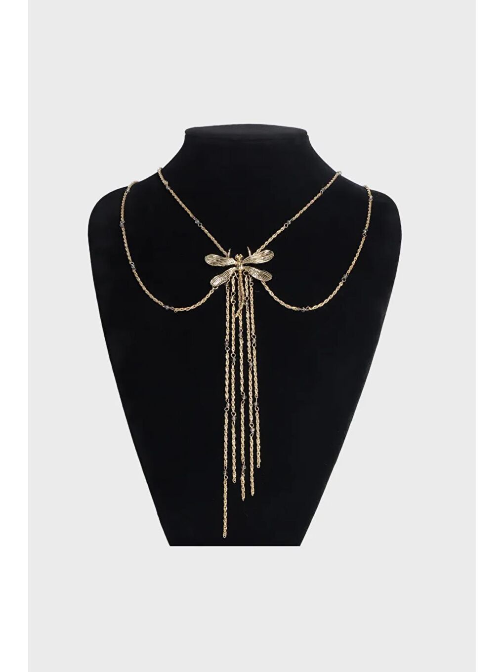 Sarı İkili Yusufçuk Uçlu Uzun Çelik Kolye