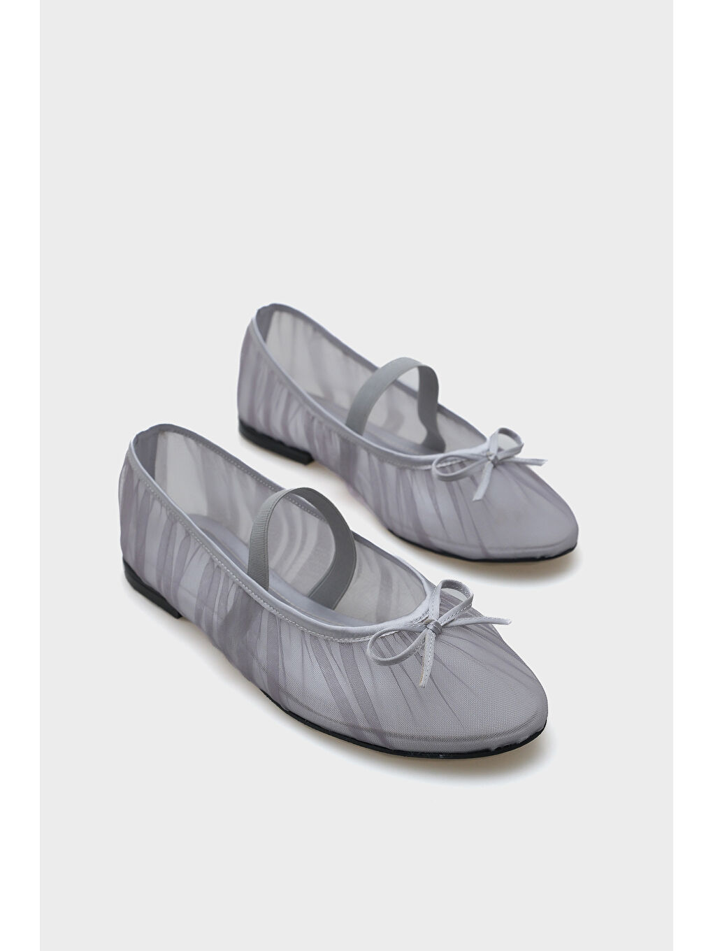 Gri Alana Tüllü Bantlı Kadın Babet-1