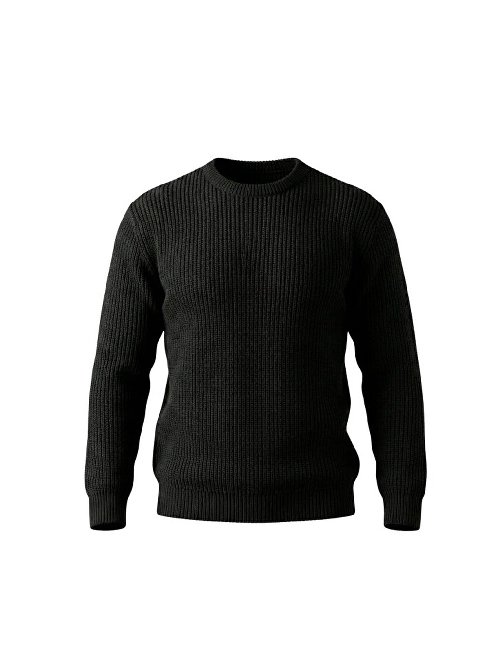 Siyah Erkek Bisiklet Yaka Örme Kazak-1