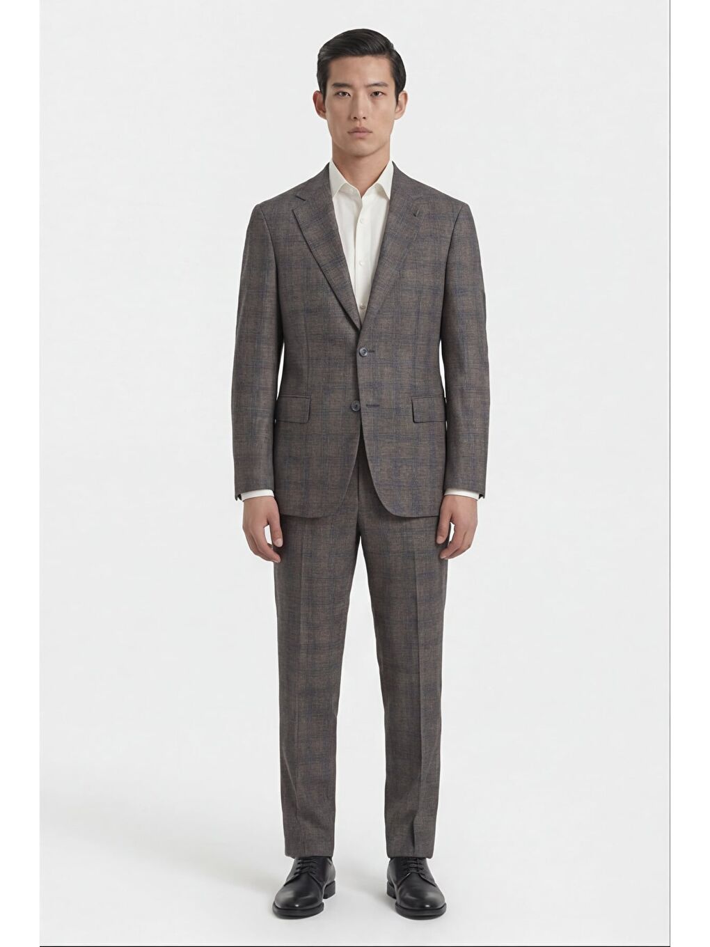 Kahverengi Erkek Viskon Karışımlı 6 Drop Klasik Kahve Takım Elbise-1