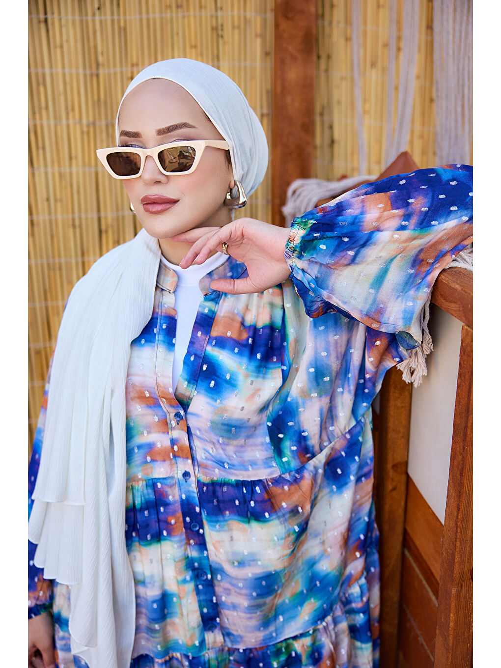 Kadın Sim Detay Elbise Mavi-4