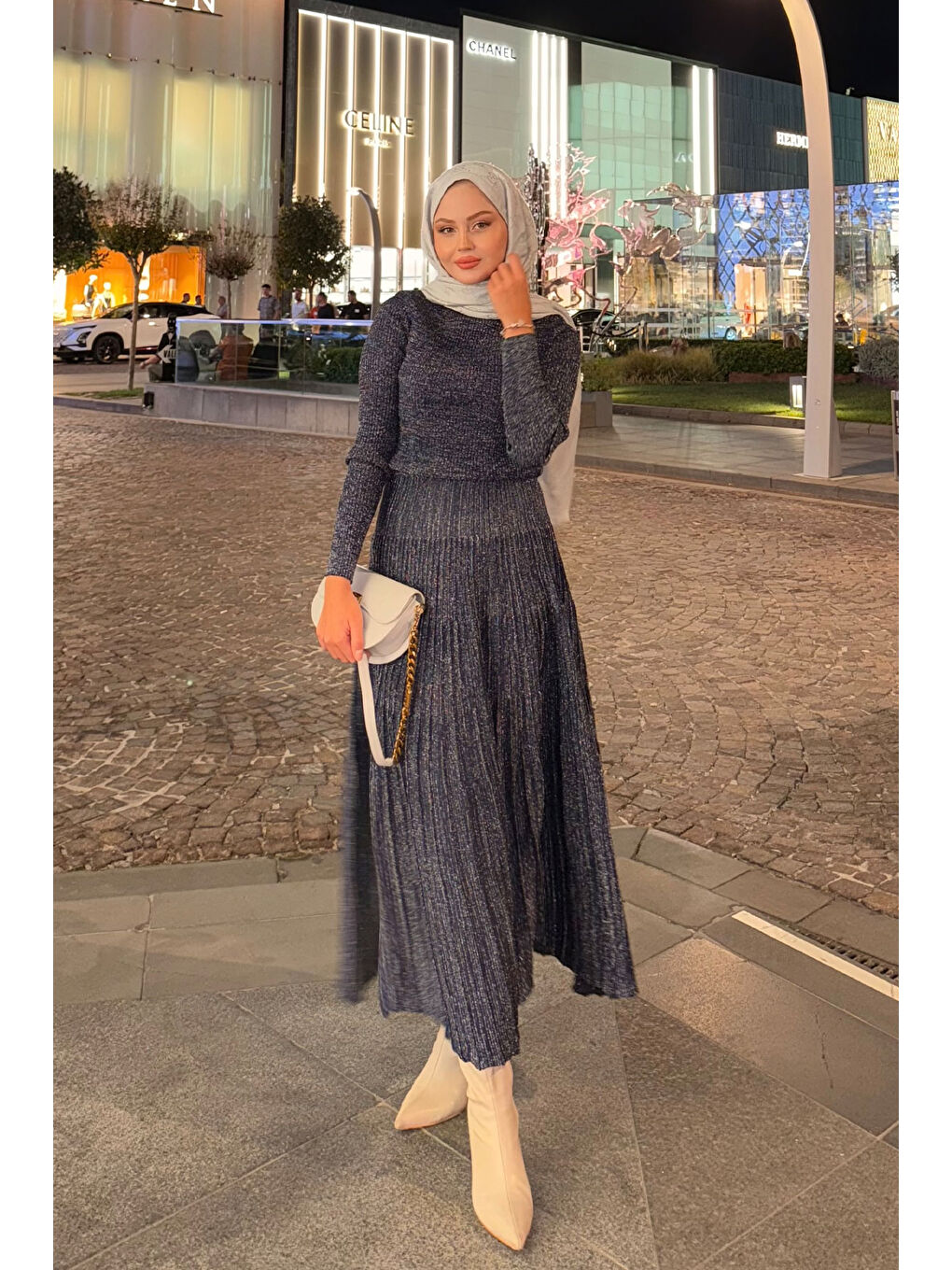 Kadın Sim Detaylı Elbise Lacivert