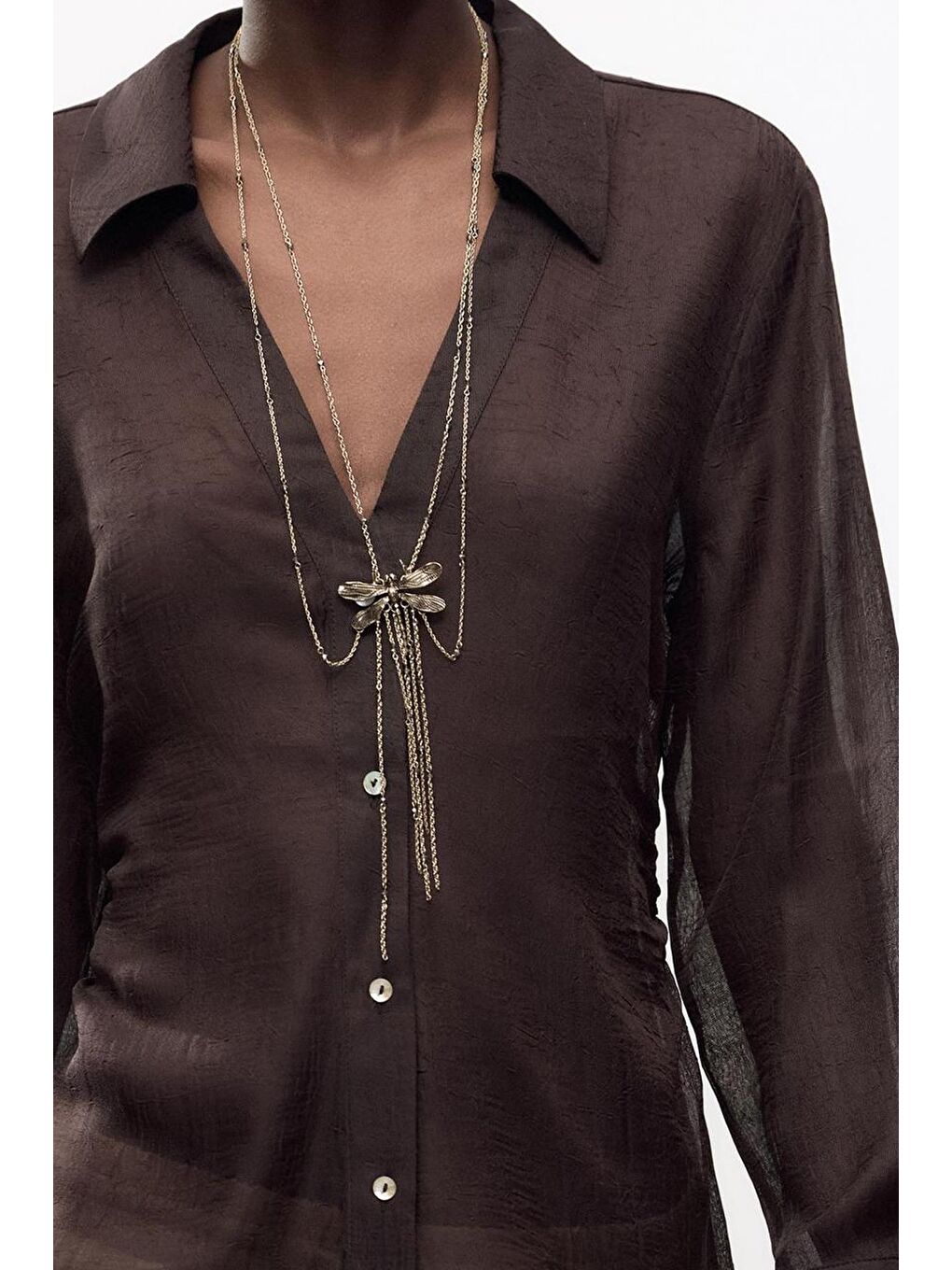 Sarı İkili Yusufçuk Uçlu Uzun Çelik Kolye-2