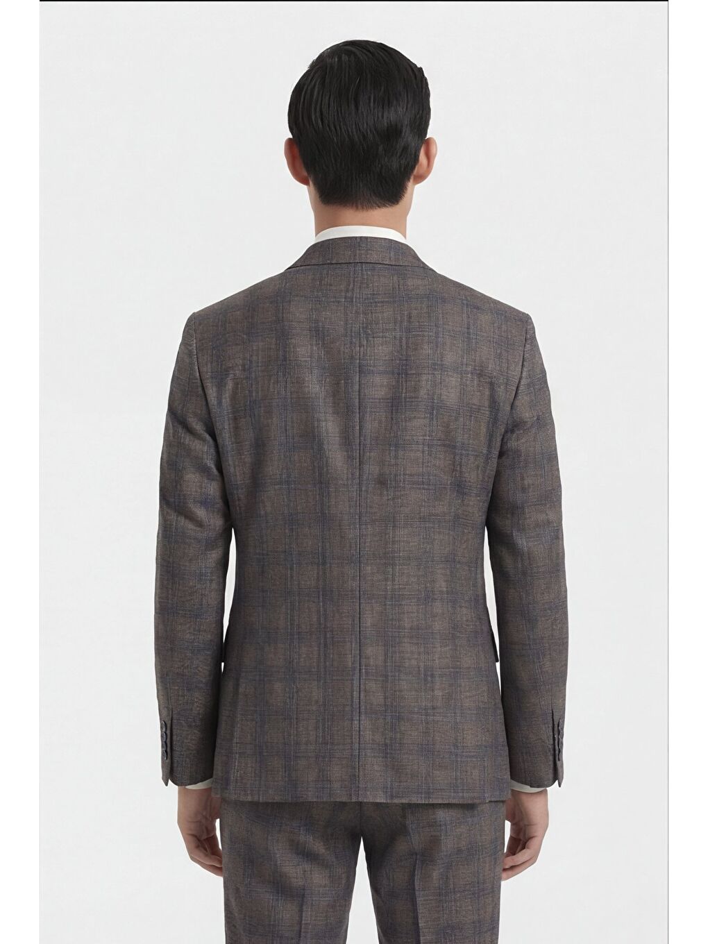 Kahverengi Erkek Viskon Karışımlı 6 Drop Klasik Kahve Takım Elbise-3