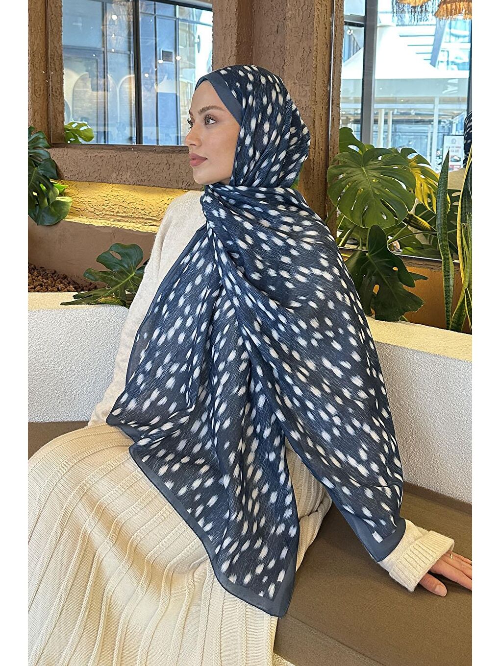 Ceylan Desen Soft Şal İndigo-3