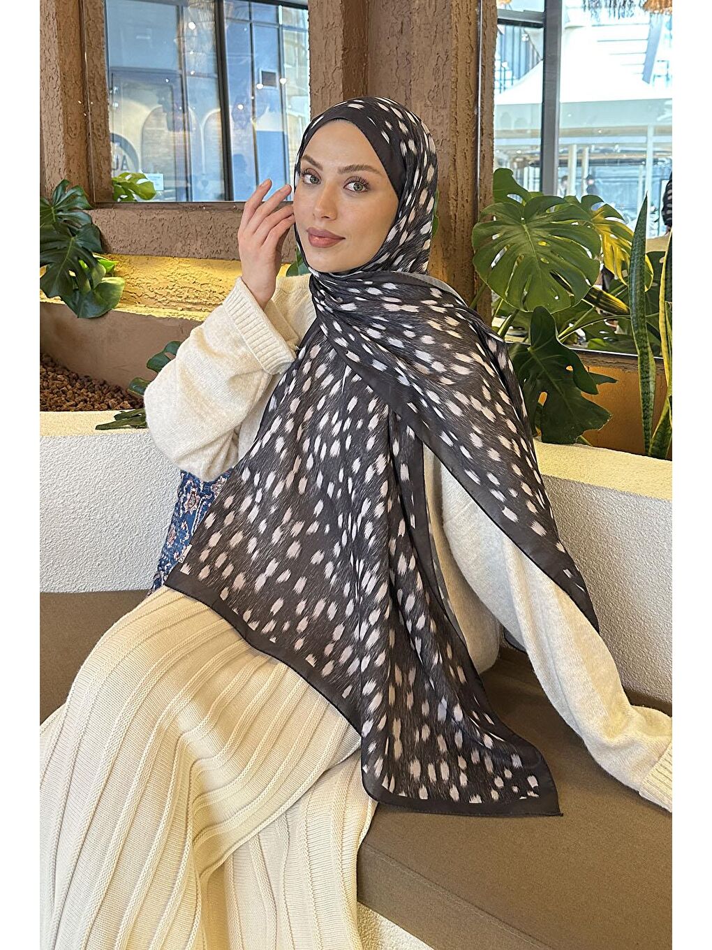 Ceylan Desen Soft Şal Antrasit-1