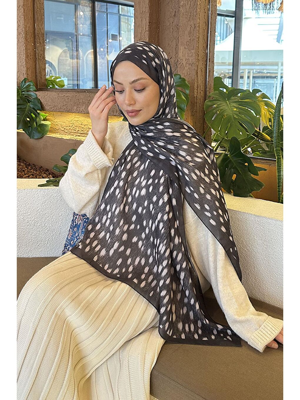 Ceylan Desen Soft Şal Antrasit-2