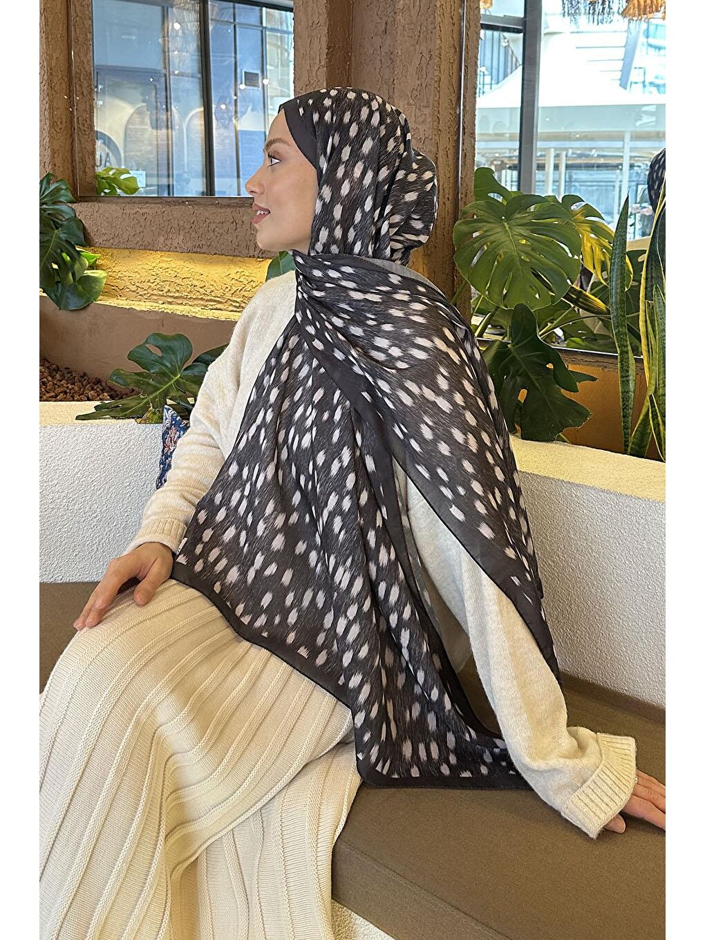 Ceylan Desen Soft Şal Antrasit-3