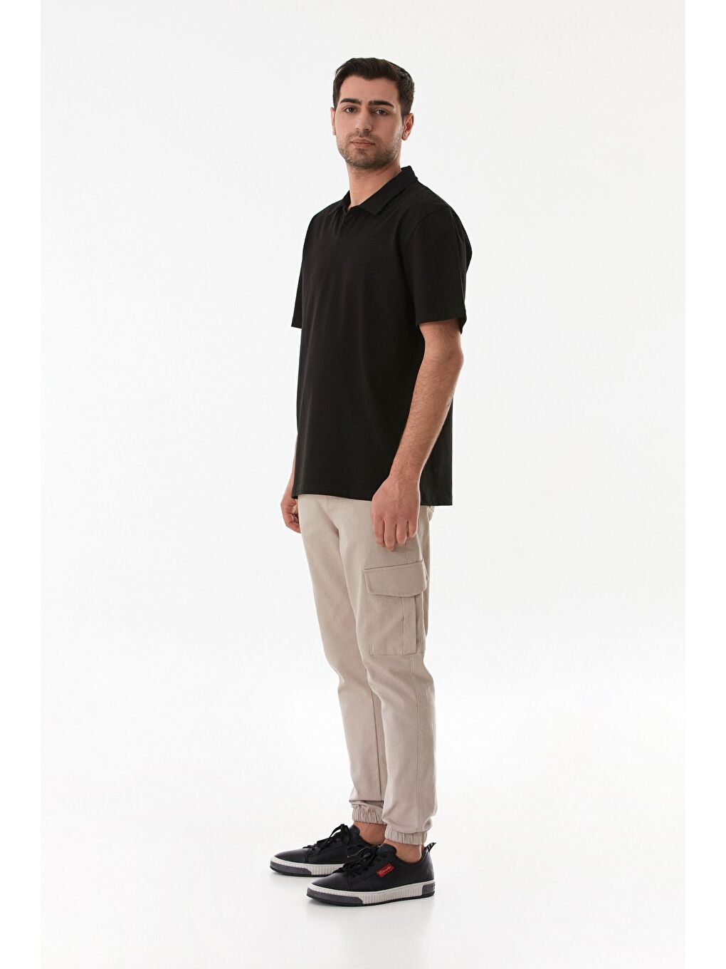 Siyah Basic Polo Yaka Tişört-1