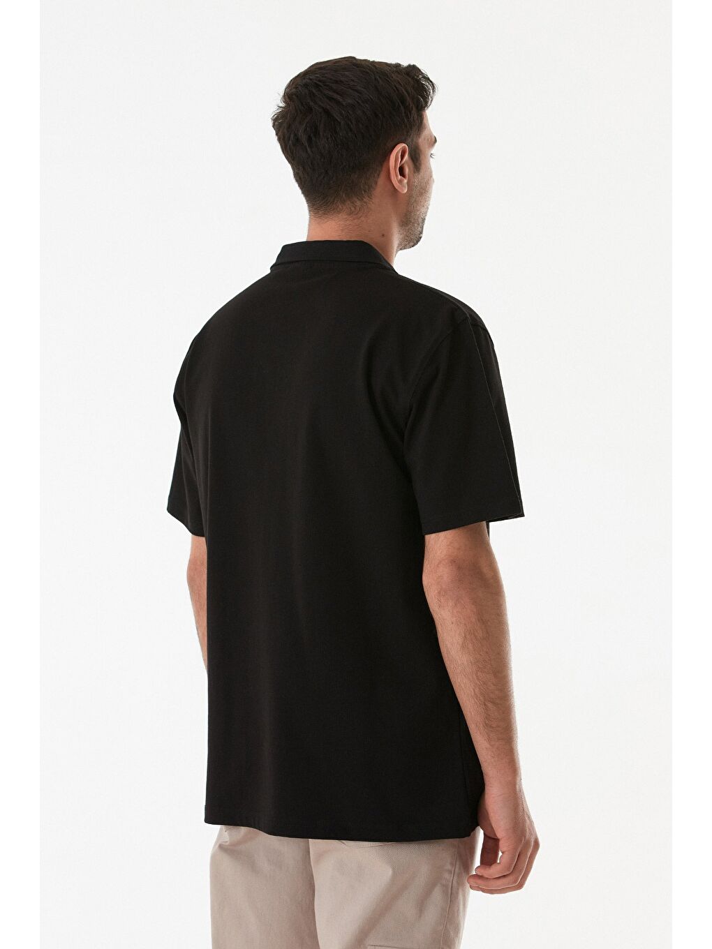 Siyah Basic Polo Yaka Tişört-2