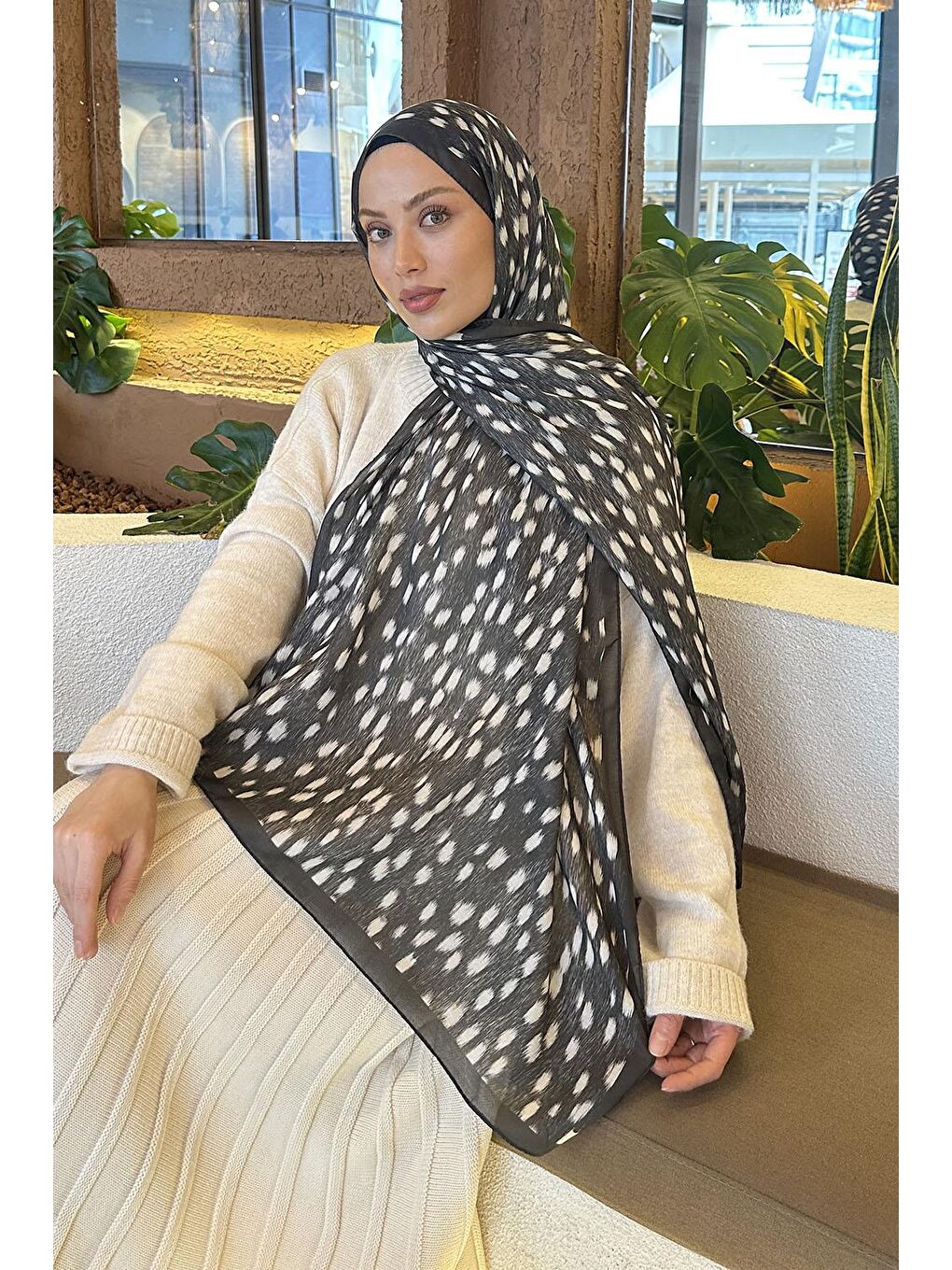 Ceylan Desen Soft Şal Koyu Yeşil