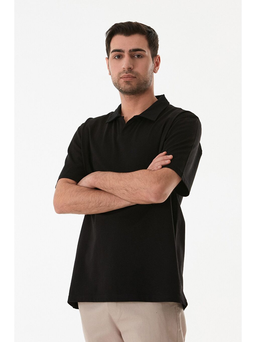 Siyah Basic Polo Yaka Tişört-3