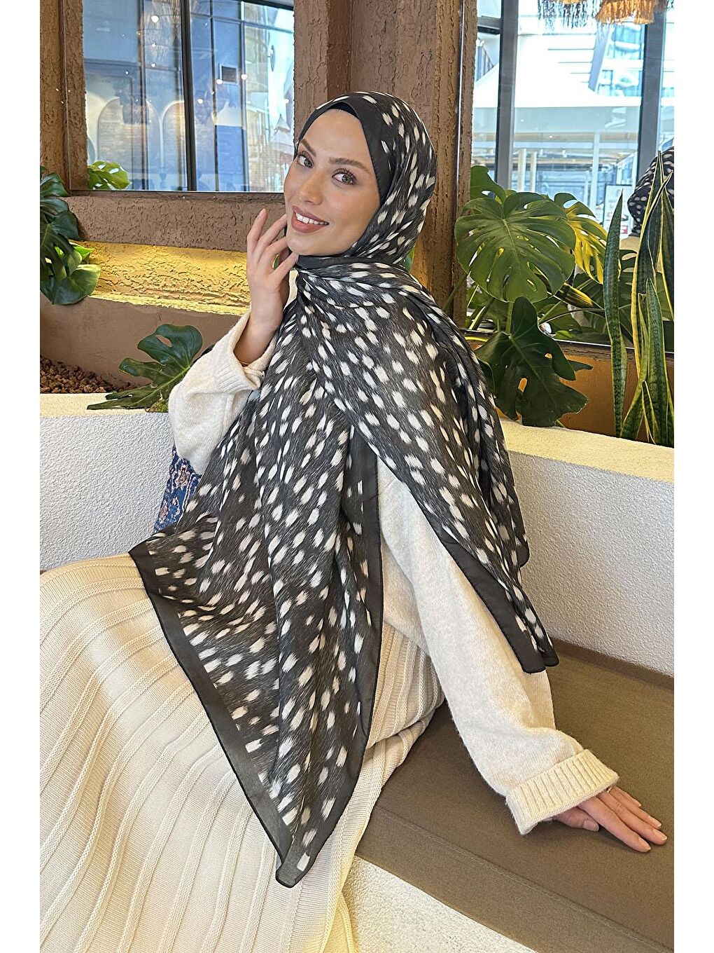 Ceylan Desen Soft Şal Koyu Yeşil-1