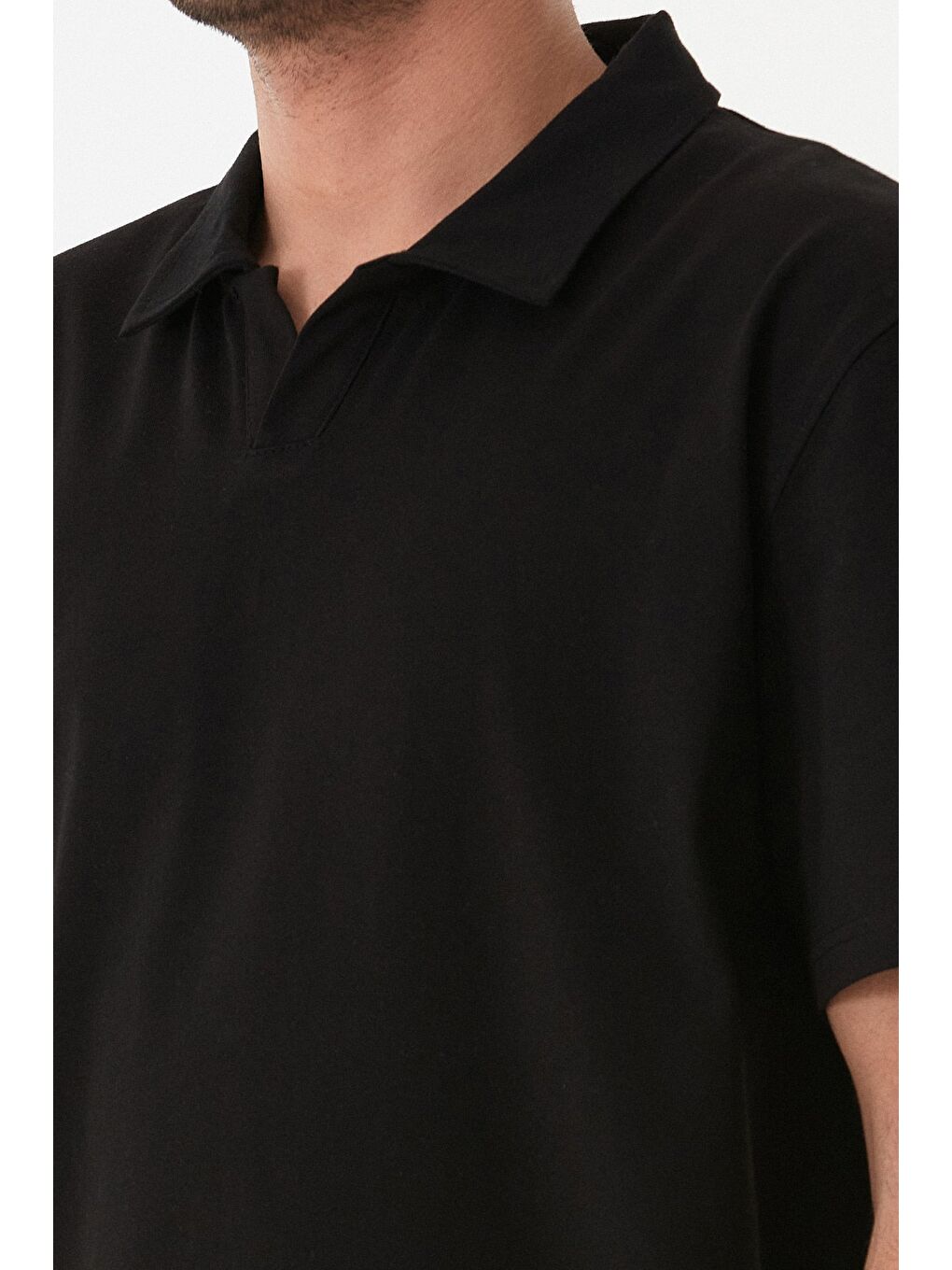 Siyah Basic Polo Yaka Tişört-4