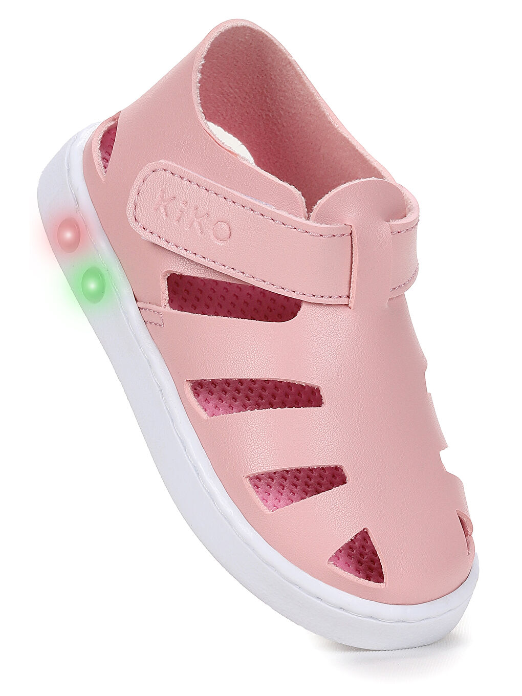 Pembe Limba Işıklı Cırtlı Kız Bebek Sandalet