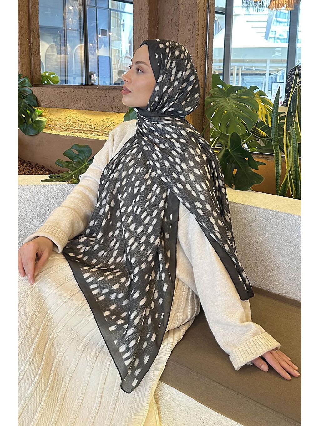 Ceylan Desen Soft Şal Koyu Yeşil-3