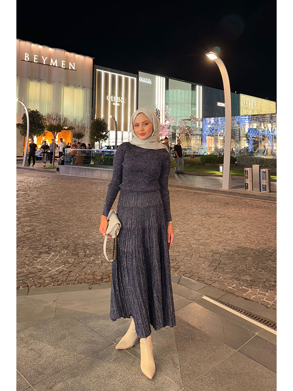 Kadın Sim Detaylı Elbise Lacivert-3