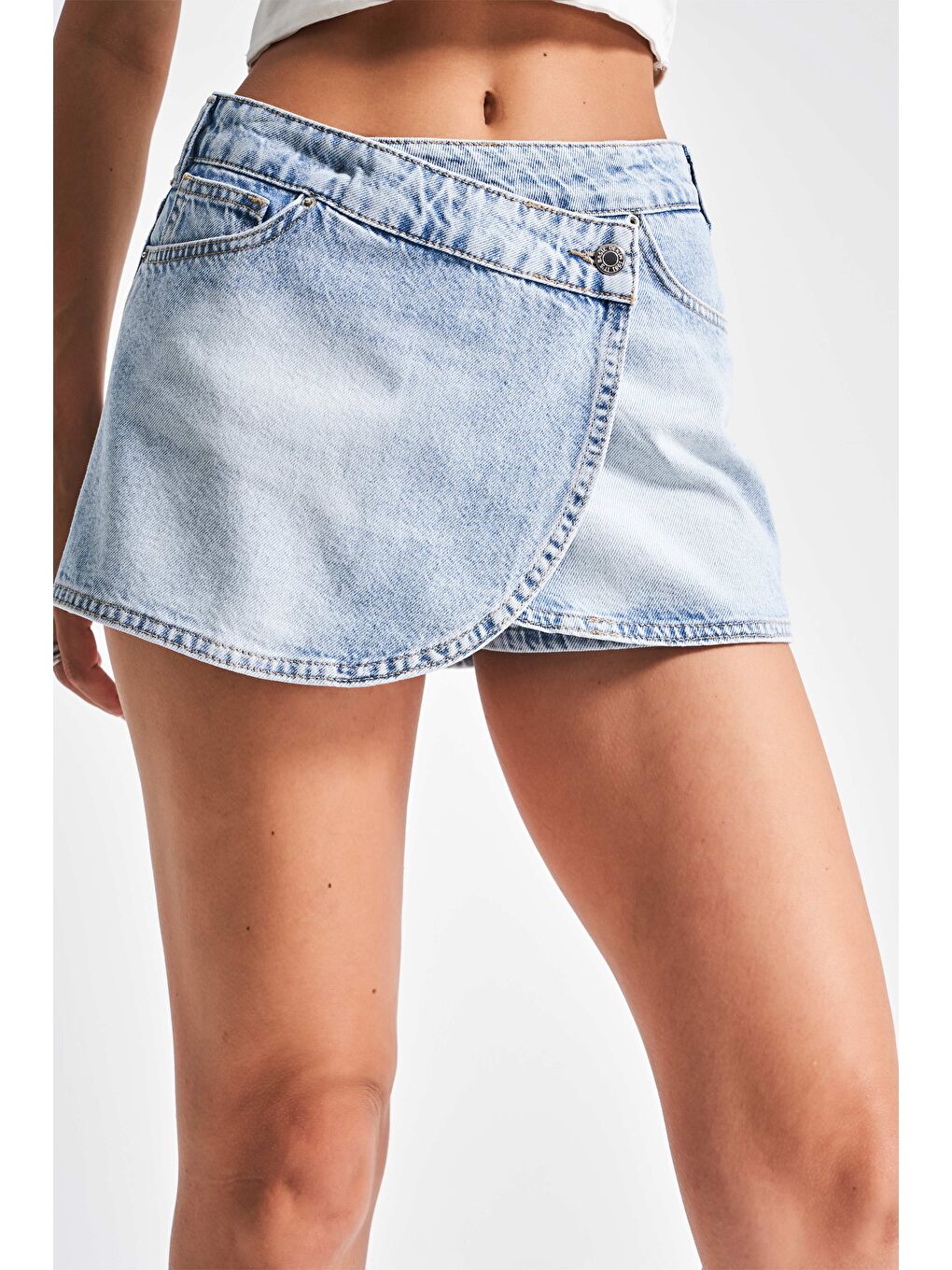 Mavi Kadın Snow Jean Rengi 4s5-3 Mini Boy %100 Pamuk Denim Şort Etek-1
