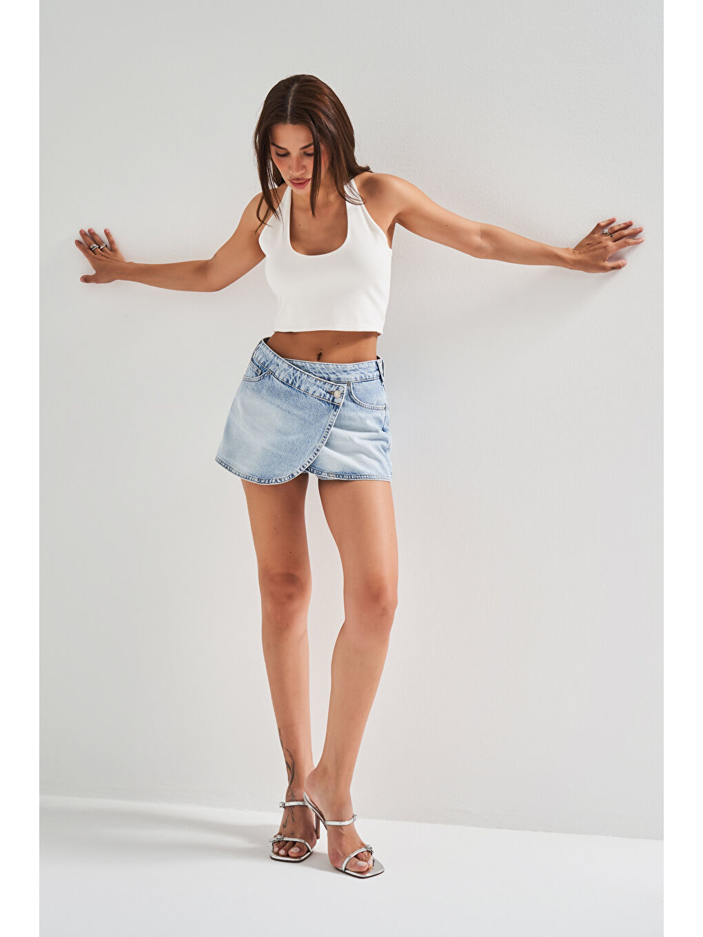 Mavi Kadın Snow Jean Rengi 4s5-3 Mini Boy %100 Pamuk Denim Şort Etek-4