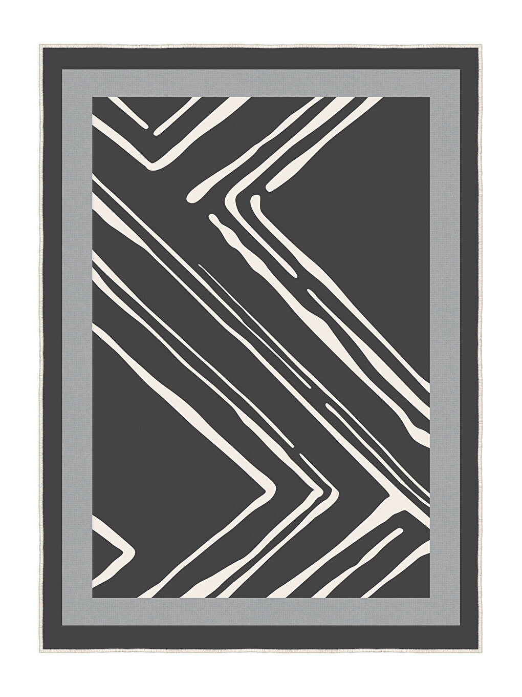Gri Dekoratif Salon Halısı, Makinada Yıkanabilir, Kaymaz Taban, İnce & Modern Tasarım
