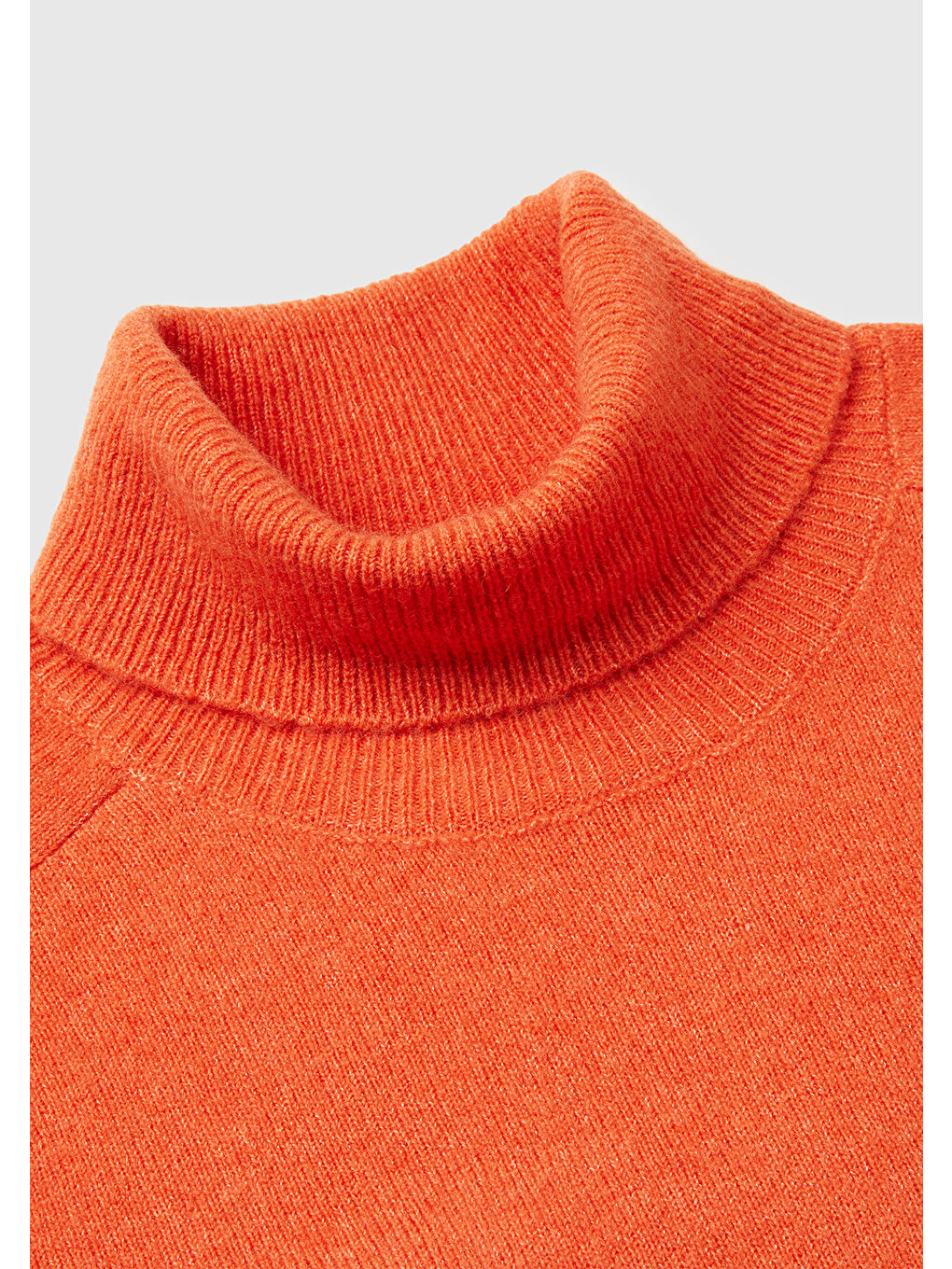 Kadın Turuncu Akrilik ve Yün Karışımlı Düşük Omuzlu Balıkçı Yaka Kazak-6