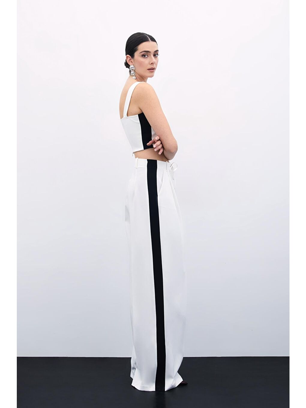 Kontrast Bol Pantolon - Ekru-5