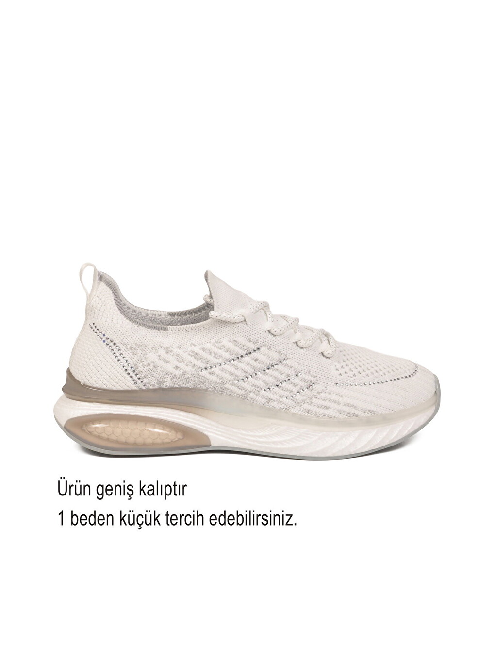Beyaz Geniş Kalıp Anorak Hafızalı Rahat Tabanlı Kadın Yürüyüş Ve Spor Ayakkabı Sneaker B264 Z-1
